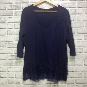 Lane Bryant Elegant Women's Blue Lace Trim Tunic